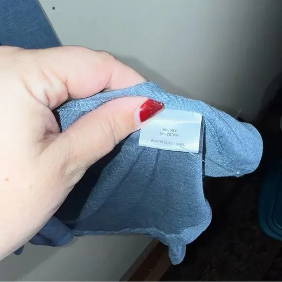 EILEEN FISHER silk and cotton blend lightweight blue tank and cardigan set L - Picture 5 of 7